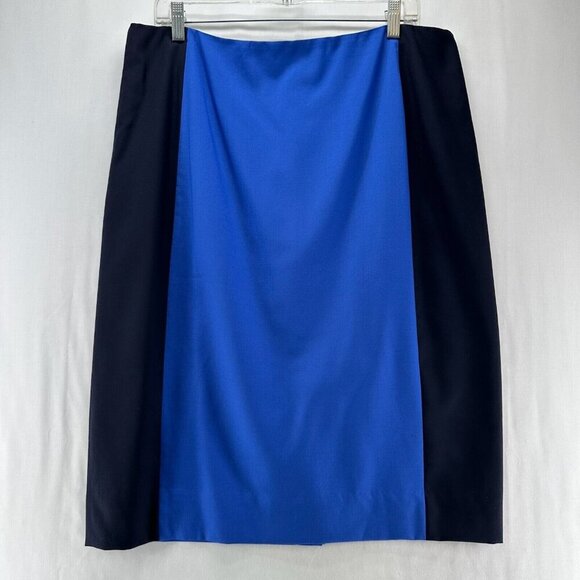 J.CREW Dresses & Skirts - J.CREW Skirt Size 16 Pencil Straight Side Panel Vented Wool Blue Black